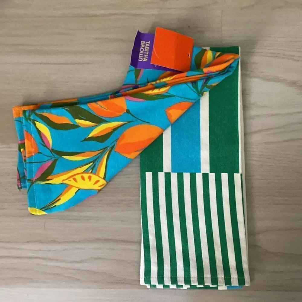 Target Tabitha Brown Vibrant Fruit and Blocked Striped Kitchen Hand towels